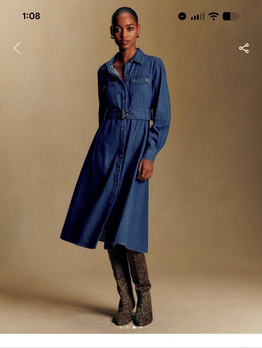 Sezane Tea Dress Deep Blue - Size 8